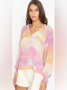 Caballero Miki Long Sleeve Blouse in African Sunset, Size S